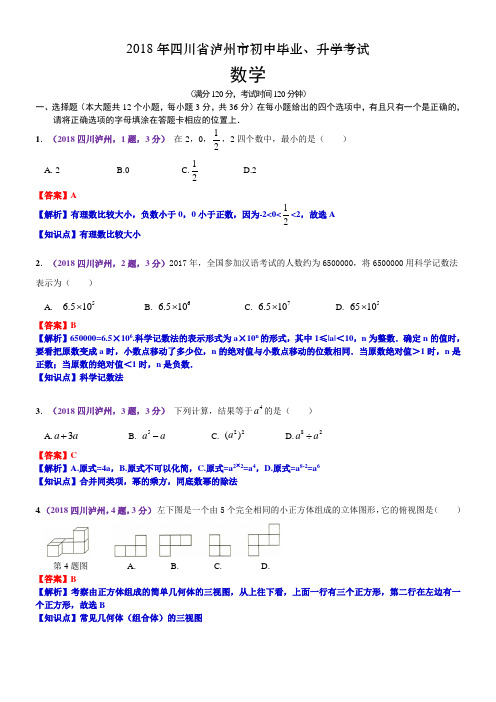 四川泸州中考数学试题及解析