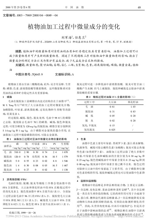 植物油加工过程中微量成分的变化_刘军海