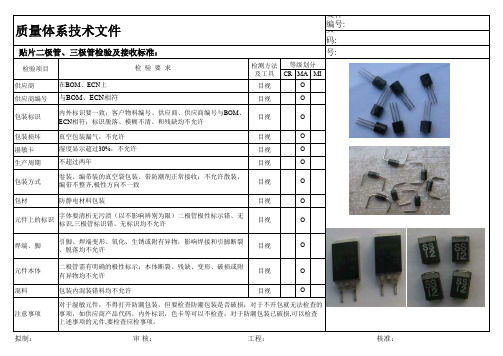 二极管三极管检验及接收标准