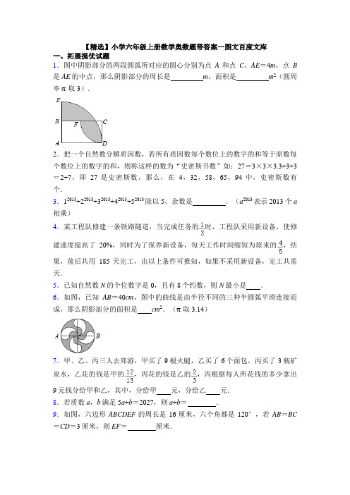 【精选】小学六年级上册数学奥数题带答案一图文百度文库