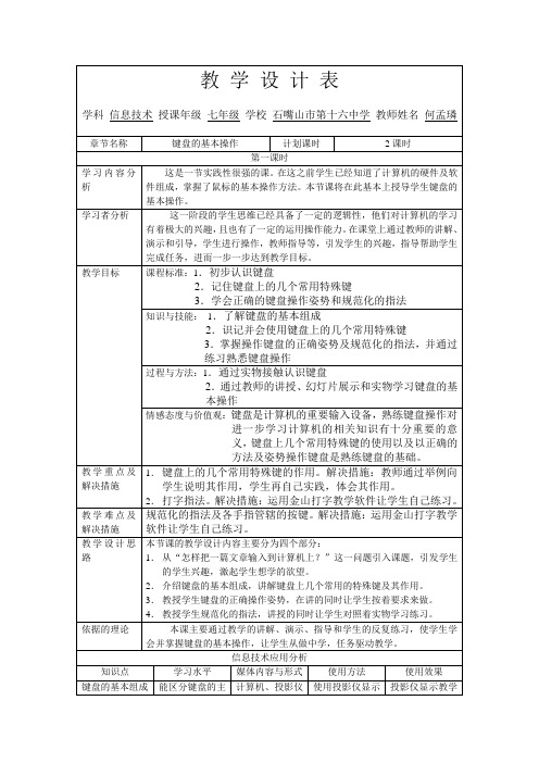 键盘的基本操作授导型教案