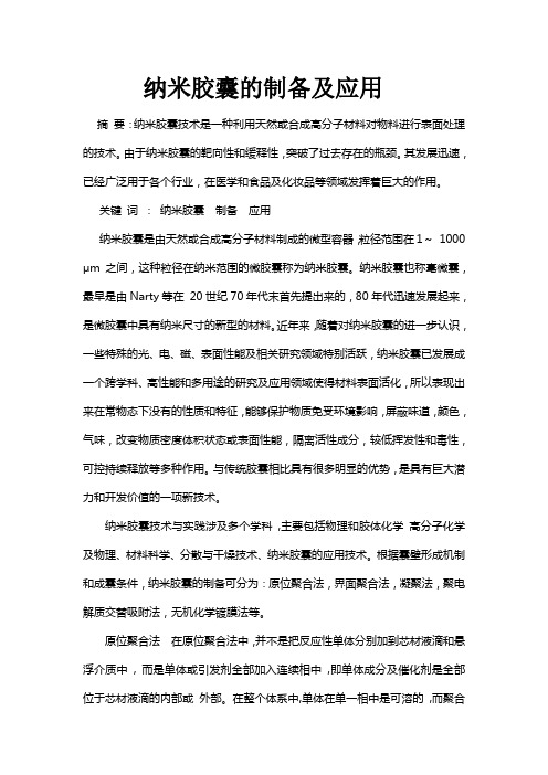 纳米胶囊的制备及应用Microsoft Word 文档