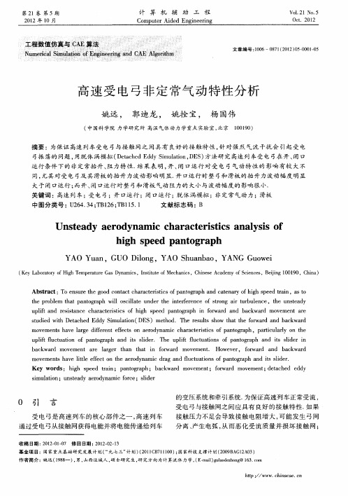 高速受电弓非定常气动特性分析