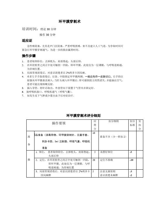 环甲膜穿刺术及评分细则