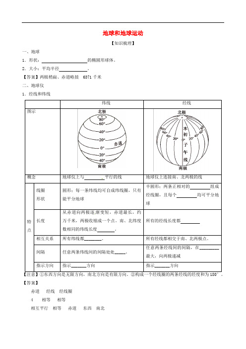 中考地理一轮复习讲练测 专题02 地球和地球运动(讲练)(含解析)