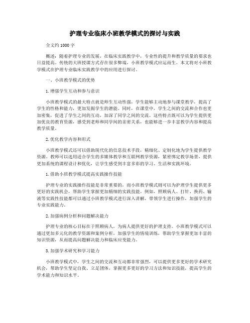 护理专业临床小班教学模式的探讨与实践