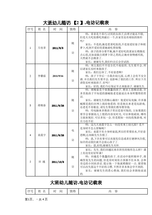 大班幼儿随访、电访记录表_内有内容