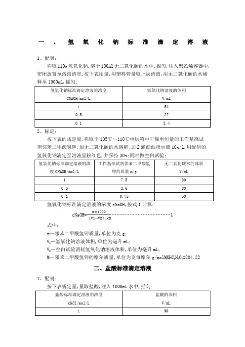 标准溶液的配制与标定