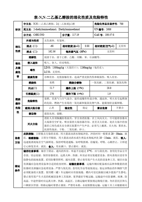 N,N-二乙基乙醇胺-理化性质及危险特性表