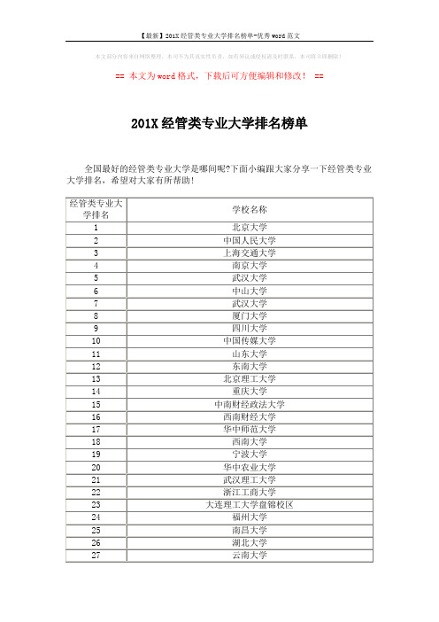 【最新】201X经管类专业大学排名榜单-优秀word范文 (3页)