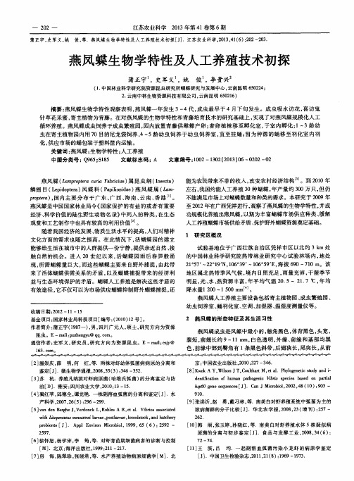 燕凤蝶生物学特性及人工养殖技术初探