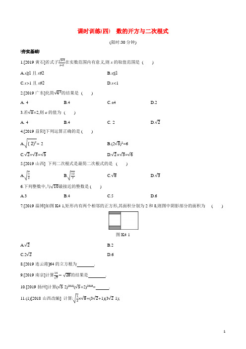 2020年中考数学复习课时训练04 数的开方与二次根式(含答案)