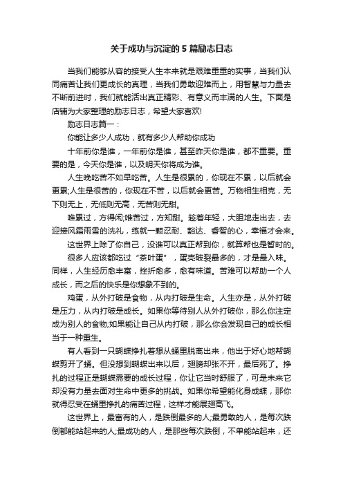 关于成功与沉淀的5篇励志日志