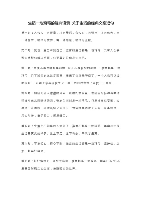 生活一地鸡毛的经典语录 关于生活的经典文案短句