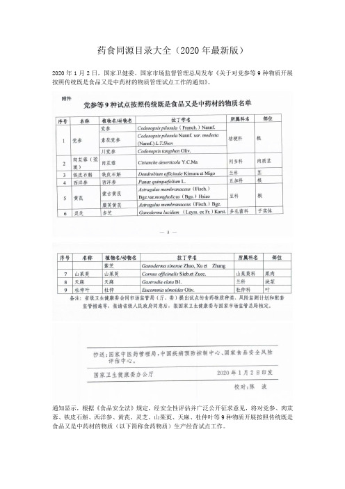 药食同源目录大全