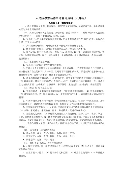 人民版思想品德中考复习资料(八年级)