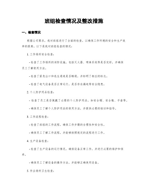 班组检查情况及整改措施