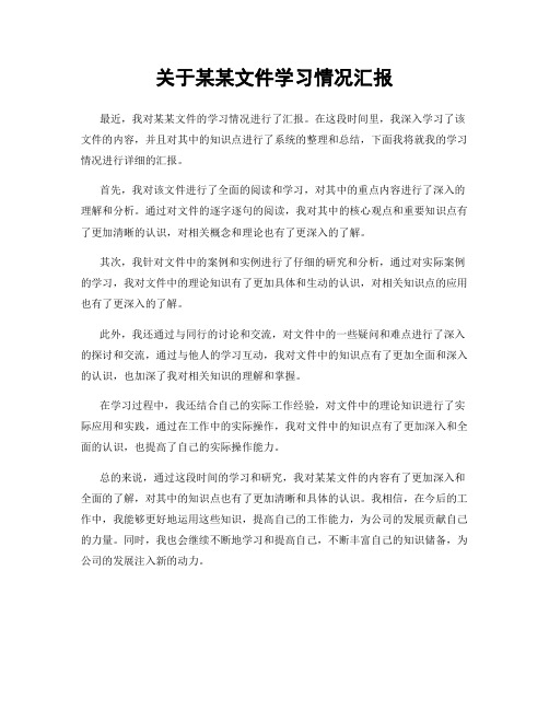 关于某某文件学习情况汇报