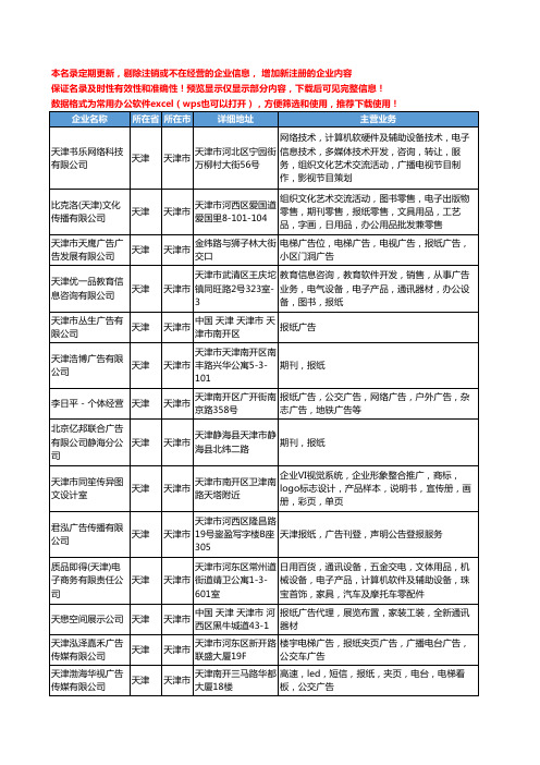 新版天津市广告报纸工商企业公司商家名录名单联系方式大全26家