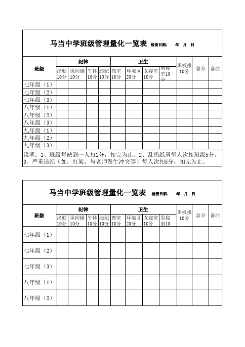 纪律卫生检查表