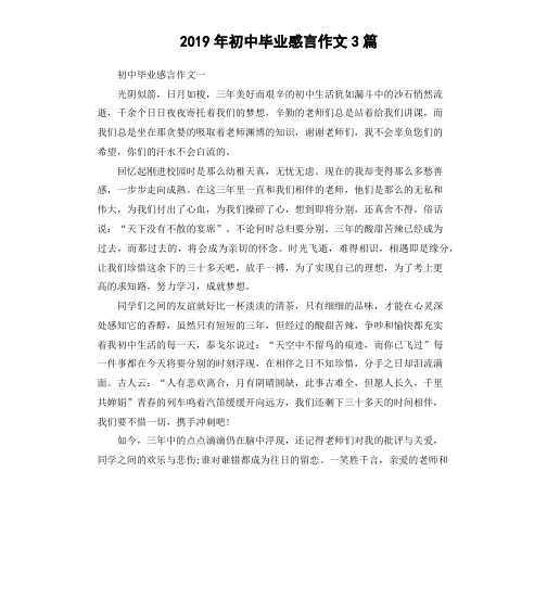 2019年初中毕业感言作文3篇