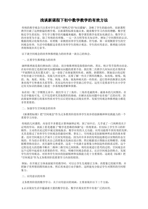 浅谈新课程下初中数学教学的有效方法