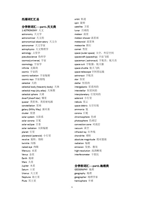 (完整版)托福阅读学科词汇