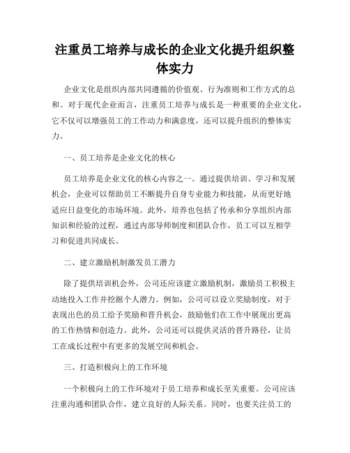 注重员工培养与成长的企业文化提升组织整体实力