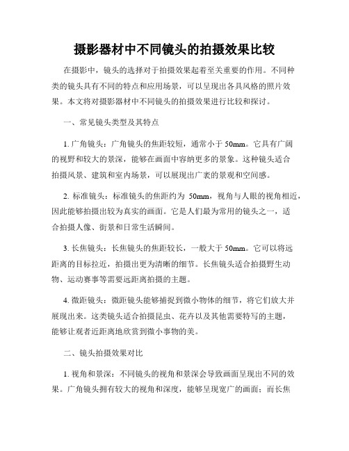 摄影器材中不同镜头的拍摄效果比较