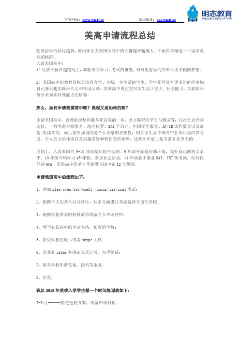 美高申请流程总结
