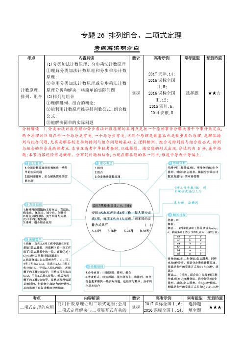 三年高考(2016-2018)数学(理)真题分项专题26 排列组合、二项式定理(含解析)