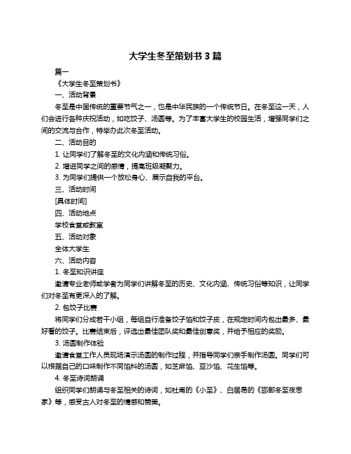 大学生冬至策划书3篇