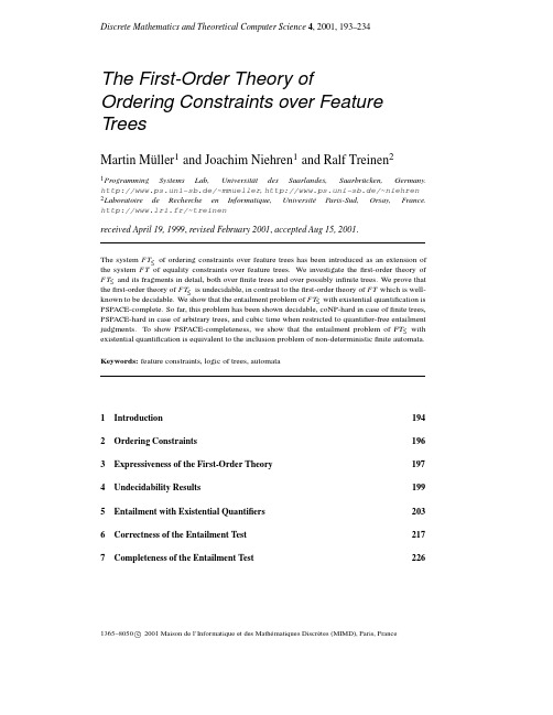 The first-order theory of ordering constraints over feature trees