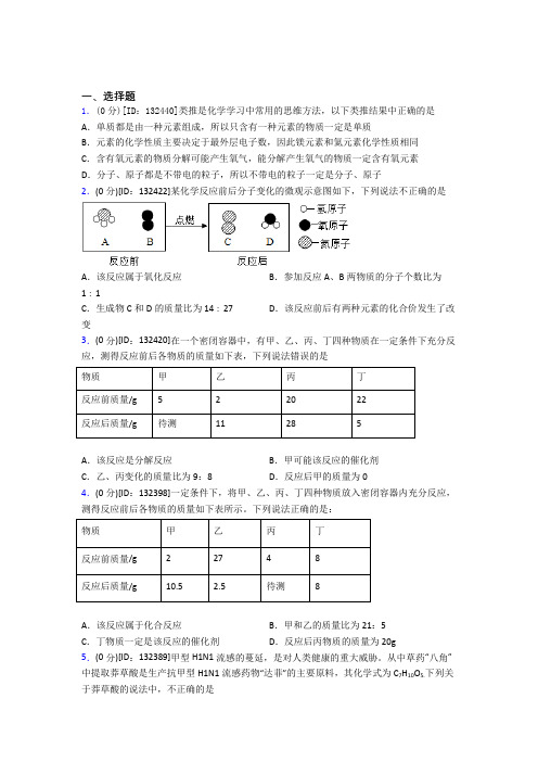 (压轴题)初中化学九年级上册第五单元《化学方程式》测试题(包含答案解析)(3)