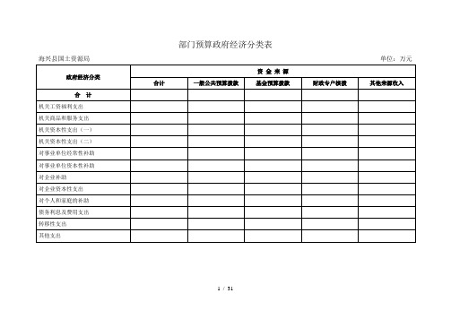 部门预算政府经济分类表