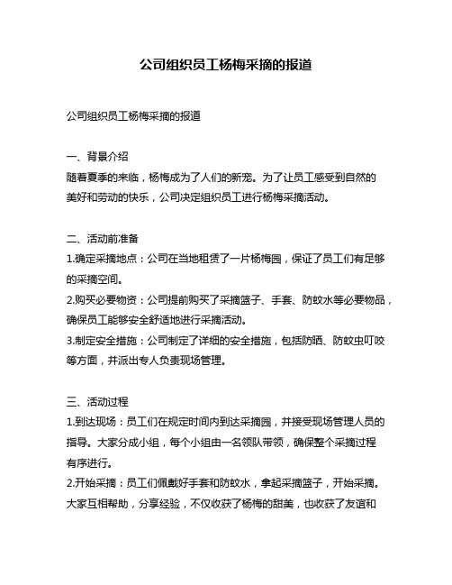 公司组织员工杨梅采摘的报道