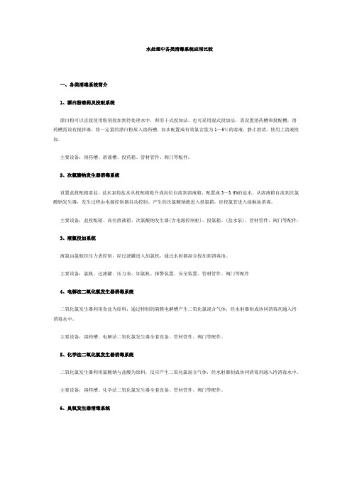 水处理中各类消毒系统应用比较