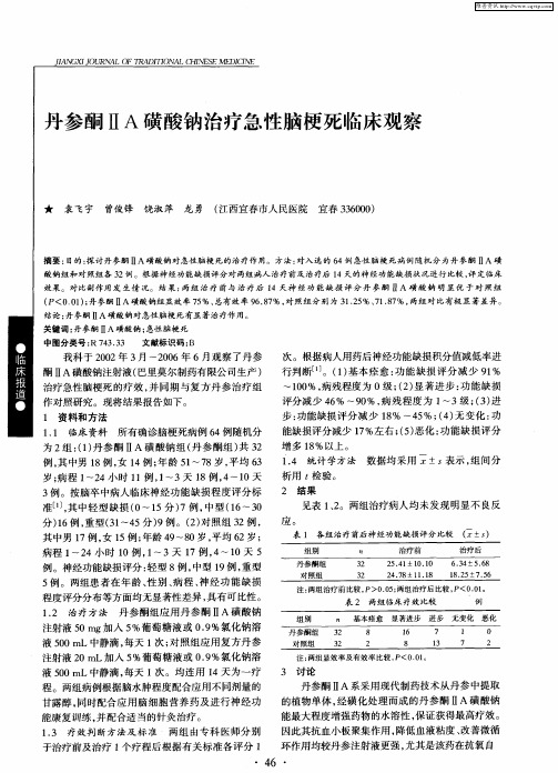 丹参酮ⅡA磺酸钠治疗急性脑梗死临床观察