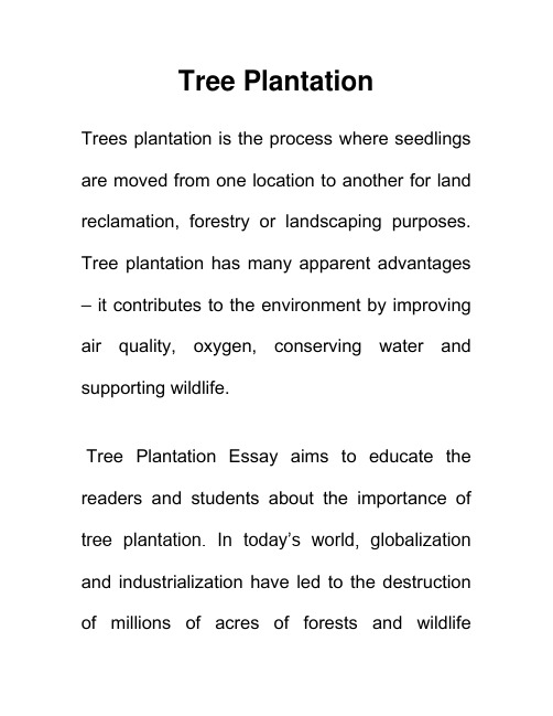 植树造林 Tree Plantation 英语作文