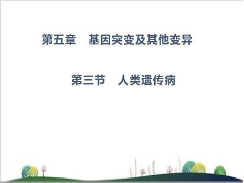 日照黄海高中高一下学期人教版必修二人类遗传病教学课件