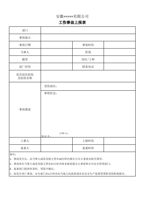 工伤事故上报表