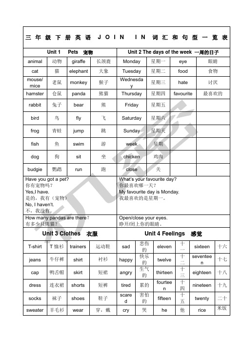 joinin三年级下册英语期末复习