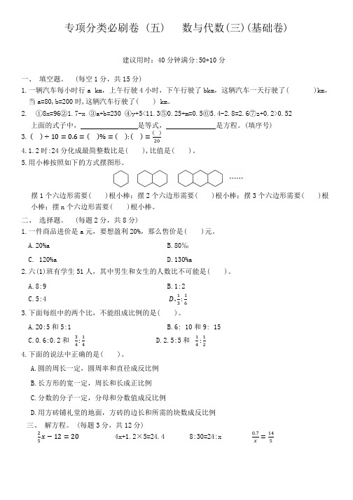 北师大版六年级数学下册专项分类必刷卷—— 数与代数(三)(含答案)