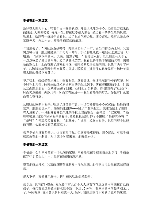 幸福在那一刻绽放初中作文