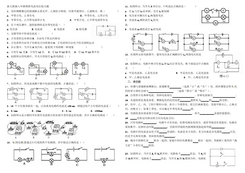 新人教版九年级物理电流电压练习题doc