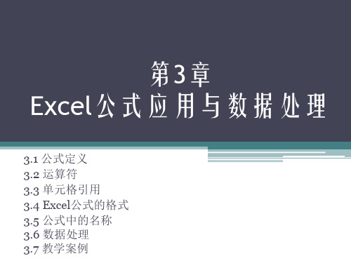 第3章Excel公式应用与数据处理