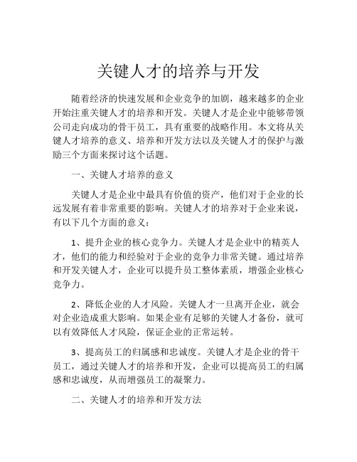 关键人才的培养与开发