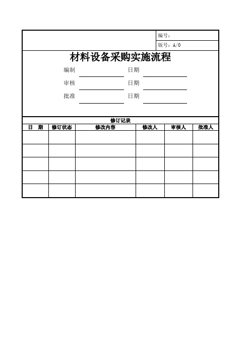 东莞Z房地产项目材料设备采购实施流程