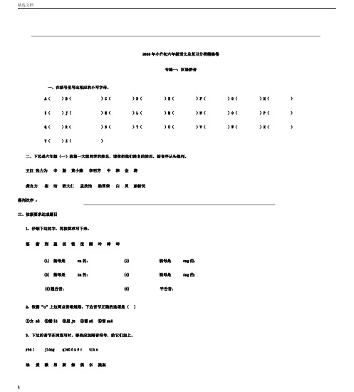 小升初六年级语文总复习分类专项一汉语拼音练卷