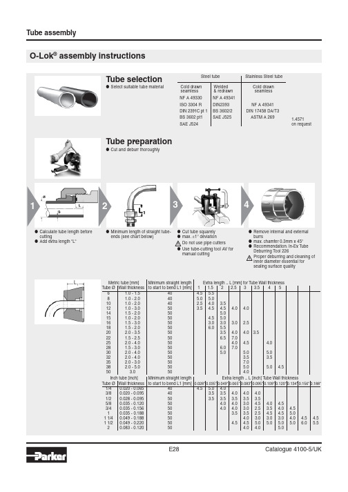 蒸汽管道组件E28目录4100-5 UK1 2 4 3 L1 O-Lok装配说明书